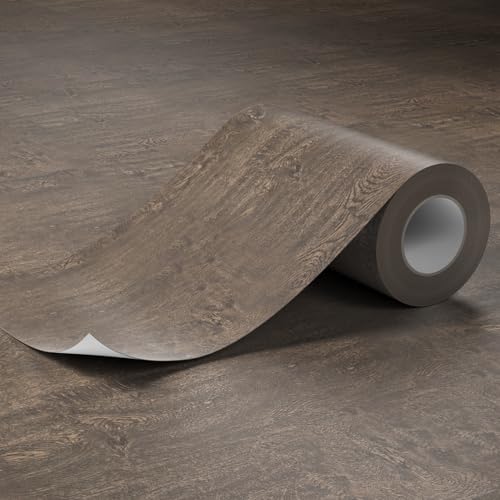 Rouleau de carrelage de sol en vinyle noyer anti-rayures pour rénovation rapide sans travaux