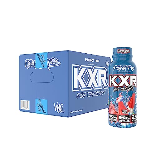 Image of VMI Sports KXR High Stimulant Pre-Workout Energy Ready to Drink 400mg Caffeine, 6g Citrulline, 3.2g Beta-Alanine | Delicious - Convenient - Powerful | 12.5 oz Bottles (Patriot Pop, 12 Bottles)