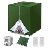 Frstem 420D IBC Tank Abdeckung und 2 Stück Filter Deckelfilter, IBC Tank Zubehör für Wassertank 1000L,120 x100 x116 cm (Grün)