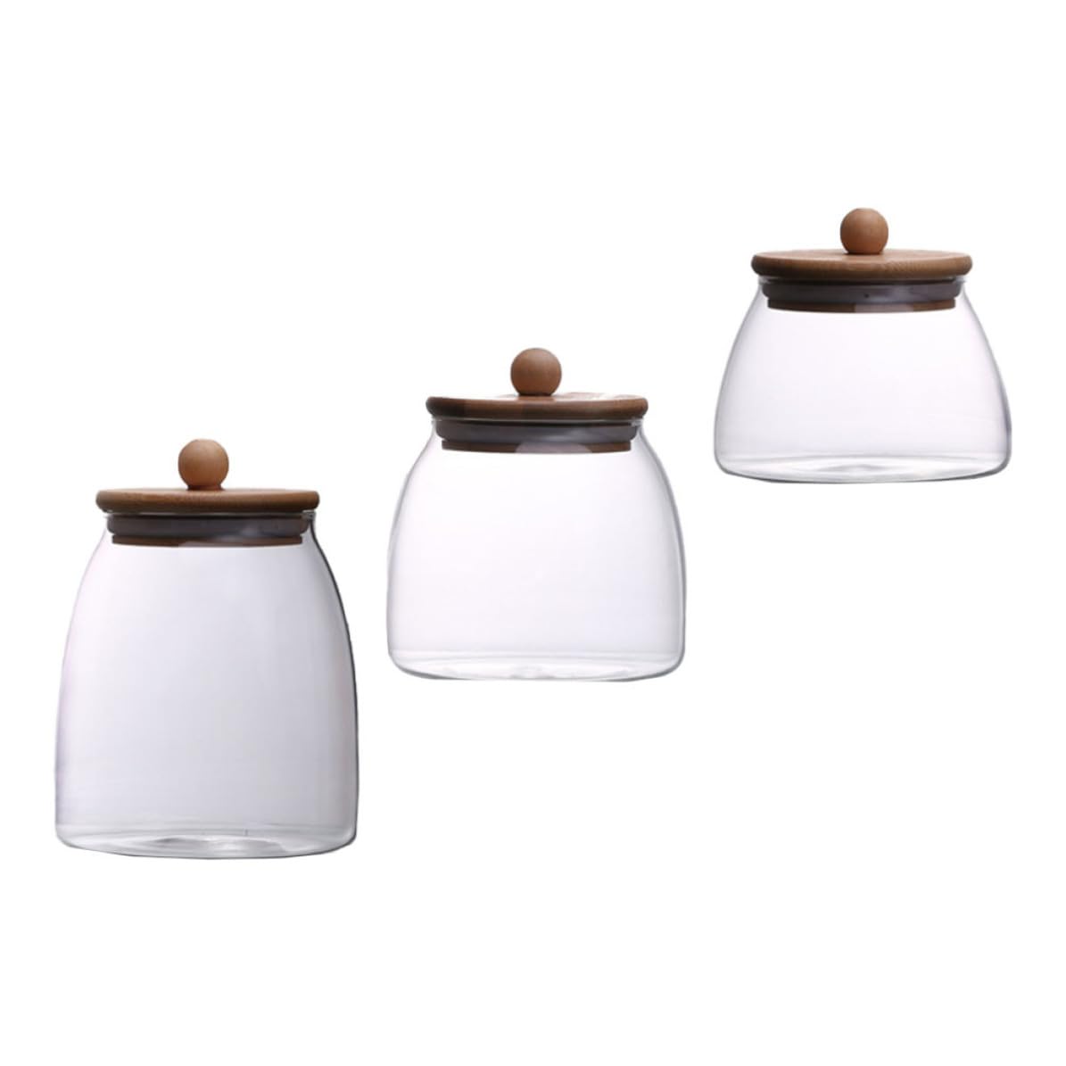 3 Pezzi Barattoli in Vetro con Coperchio Ermetico per Alimenti e Cereali, Design Semplice e Resistente ad Alte Temperature, per Cucina e Conservazione Domestica