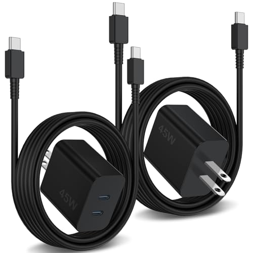 45W Dual Port Super Fast Charger with Long USB C to C Cable 10ft, Type C Wall Charger Block and Android Phone Charging Cord for Samsung Galaxy S25 Ultra/S25+/S24+/S24 Plus/S23+/S22+/S21/S20/Note 20