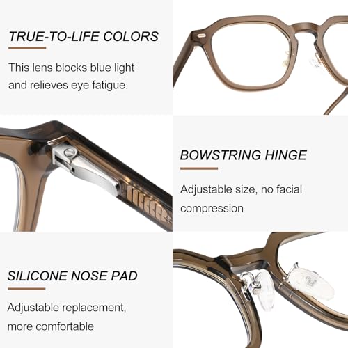 Image of Dollger Blue Light Blocking Glasses For Woman Men Thick Acetate Frame Rectangle Square Lens Non-Prescription