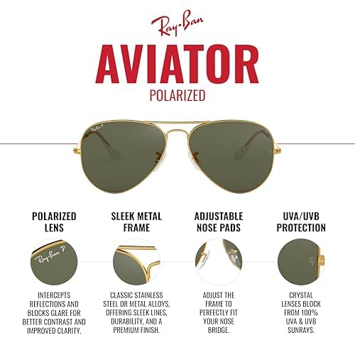 Image of Ray-Ban RB3025 Classic Polarized Aviator Sunglasses