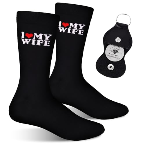 Gifts for Him Birthday Gifts for Men Husband Gifts - Funny Cotton Soft Socks And Double Sided Pocket Hug Token with Leather, Ideas Unique Christmas Wedding Anniversary Valentines New Year Present