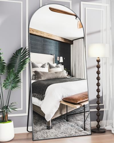 Suidia Arched Full Length Mirror, 65"x22" Floor Mirror Freestanding, Floor Standing Full Body Mirror with Stand for Bedroom, Hanging Mounted for Living Room Cloakroom, Black