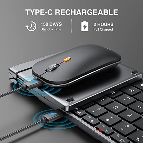 Foldable Keyboard And Mouse, Protoarc Xkm01 Folding Bluetooth Keyboard Mouse Combo For Business And Travel, 2.4G+Dual Bluetooth, Usb-C Rechargeable, Full-Size Portable Keyboard For Laptop Ipad Tablets #TOP4