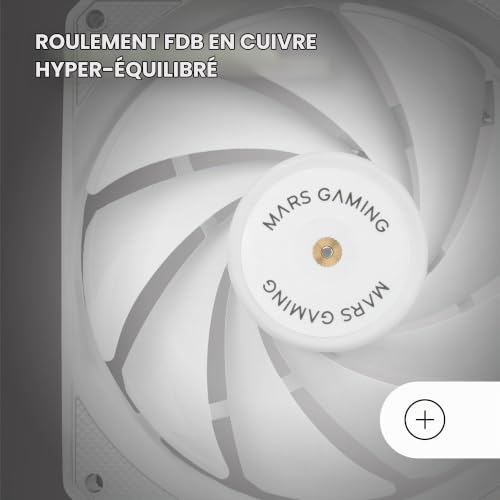 Mars Gaming MF-NCLX2, Kit 2x Ventilateurs Ultra-Silencieux 120mm, Design Pales Hybrides, Ventilateurs 2en1 avec Roulement FDB Cuivre Hyper-Équilibré, Système Connexion PWM, Pads Anti-Vibration, Blanc