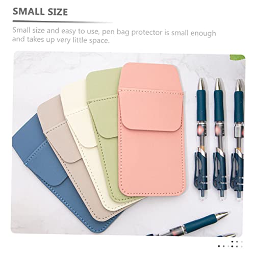 EXCEART Pink Pu Leather Pocket Protector Pen Organizer for Nurses - Pencil Pouch with Clips for Shirt Pocket - Image 3