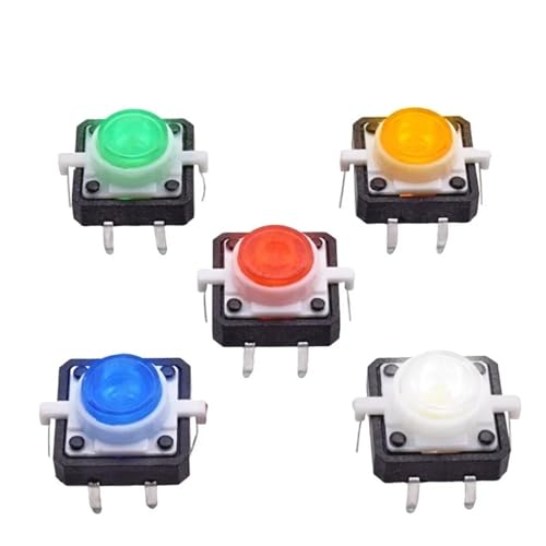 Pulsador táctil 12x12mm azul LED 12V interruptor momentáneo de 5 pines 2