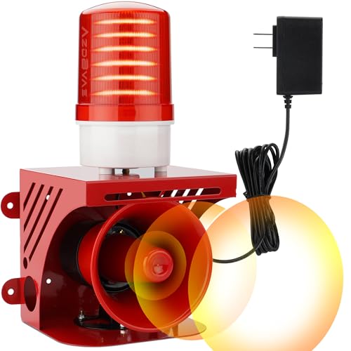 Industrial Siren Alarm Strobe Light, 120dB Loud Horn&Red Beacon Warning Light, Remotely Activate with Wi-Fi Socket (Sold Separately), AC110V Alarm for Emergency, Factory, Intruders, Animal Deterrent