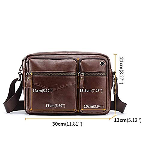 Brown Business Travel Briefcase,Genuine Leather Duffel Bags Large Capacity Travel Anti-Theft Shoulder Bag2