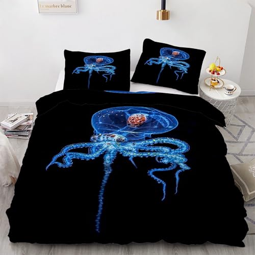 Housse de couette pieuvre en microfibre douce avec fermeture éclair