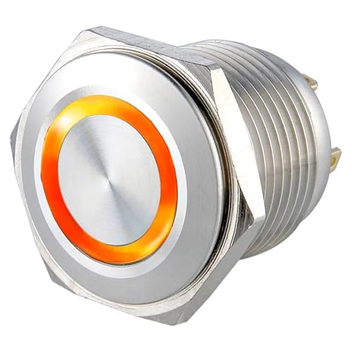 Bouton-poussoir métallique 19mm LED 6V pour commande industrielle - 6