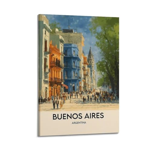 Poster de Buenos Aires : impression sur toile vintage 50x75cm décoration salon