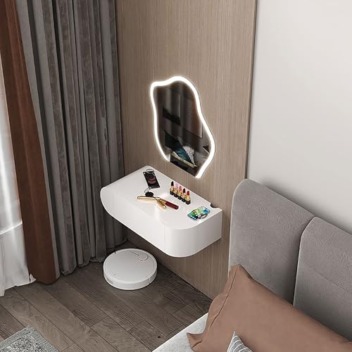 Escritorio de pared flotante para estancias pequeñas con cajones organizadores