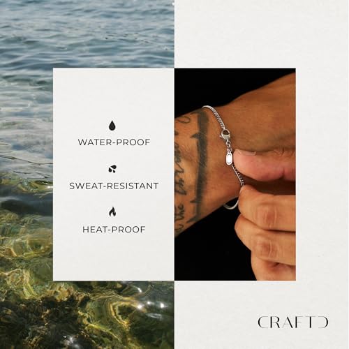 CRAFTD | Curb Link Bracelet | Waterproof, Heat & Sweat Resistant | Gifts for Men | Men's Jewelry | Size 2MM |3