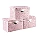 Prandom Collapsible Storage Boxes with Lids Fabric Decorative Storage Bins Cubes Organizer Containers Baskets with Cover Handles Divider for Bedroom Closet Living Room 14.9x9.8x9.8 Inch 3 Pack