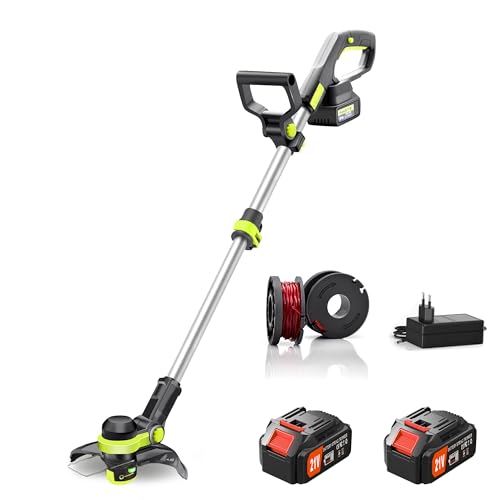 JWDJ 21V Decespugliatore Tagliabordi A Batteria con 2 Bobine e Caricabatterie 90° Testa Girevole 2...