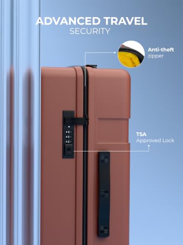 Image of EUME Classic Check-in Trolley Bag Medium Size for Travel 65 Cm Cambridge Brown | Polycarbonate (PC) 8 Hinomoto Wheels Suitcase | Travel Bags for Luggage Trolley