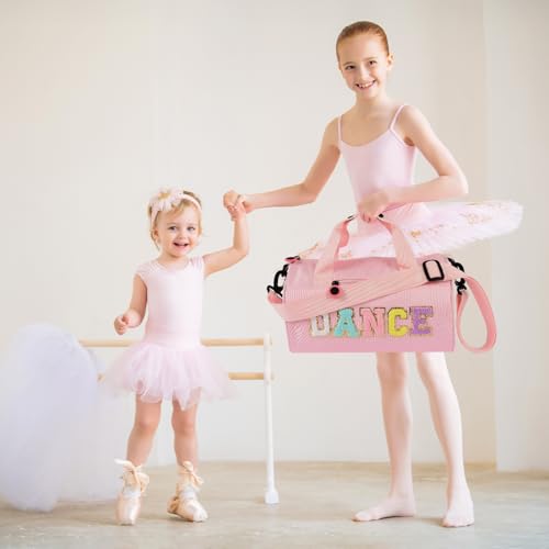 Image of Dance Ballet Bag for Girls Sport Gym Duffle Bags Overnight Travel Bags Fun Dance Workout Duffel Bag Toddler Cute Bag for Dancers, Girls, Teens, Student Athletes