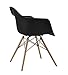 DHP C013701 Mid Century Modern Chair with Molded Arms and Wood Legs, Black