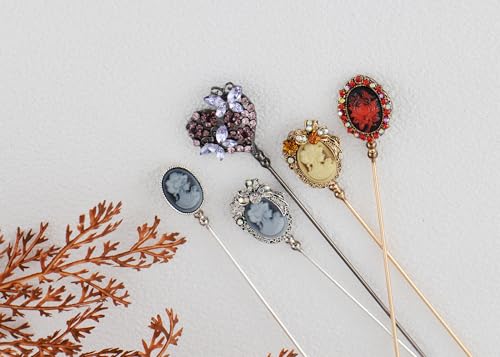 Image of Alilang 5Pcs Vintage Bendable Lapel Pins Classic Pin Brooches Set Accessories for Secure Styling on Hats, Scarves