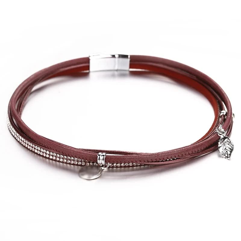 Pulseras Mujer Boho Multicapa Pulseras De Cuero Brazaletes Mujer (Tamaño : 1)