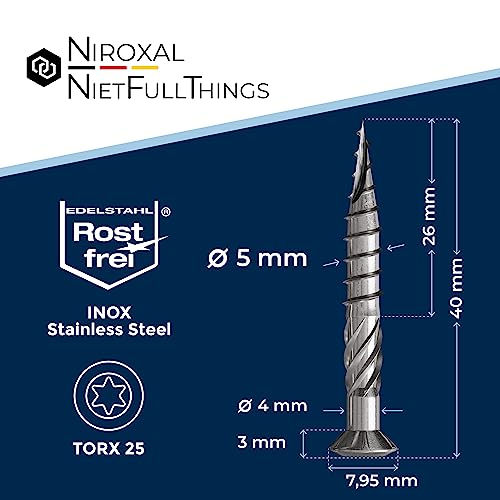 Viti a testa bombata per terrazze, 5 x 40, in