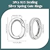 SUNNYCLUE 1 Box 3Pcs 10mm 925 Sterling Spring Ring Clips Spring Gate Ring Bulk Silver Round Carabiners Clip Clasps Purse Trigger Snap Hooks O Rings for Jewelry Making Keyrings Bags Diy Crafts Supplies #1