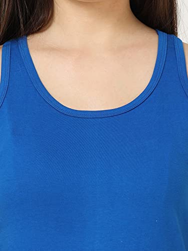 Image of FLEXIMAA Women's Cotton Plain Round Neck Sleeveless T-Shirt