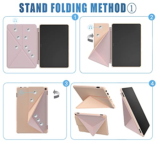 E Net-Case Origami Case For All-New Amazon Fire Hd 10 & Fire Hd 10 Plus Tablet (Only Compatible With 11Th Generation 2021 Release) - Multi Angle Magnetic Standing Cover With Auto Sleep/Wake(Rose Gold) #TOP5