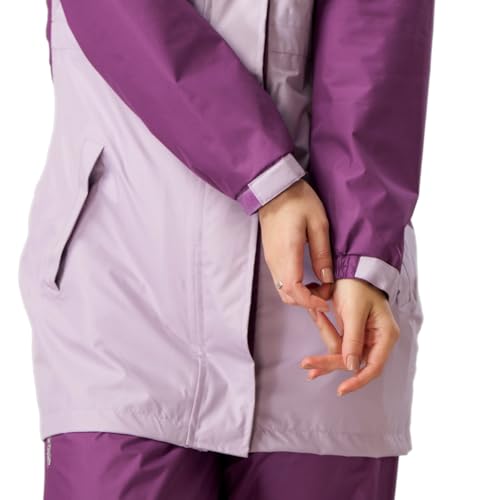Image of ZEEL Rain Coat for Women Waterproof with Adjustable Hood, Rainwear Suit with Backpack Friendly Pleate, Front Zip with Snap Button Flap, Pants for Ladies (ELS508, Pink, L)