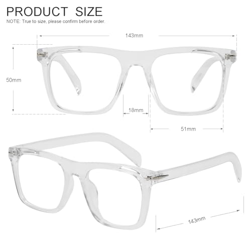 Image of JOVAKIT Square Frame Glasses for Women Men Non-prescription Clear Lens Eyeglasses Anti-Blue Light Lens Eyewear