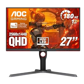 AOC 27 Inch Gaming Monitor QHD 180Hz Mini-LED HDR1000, Q27G3XMN