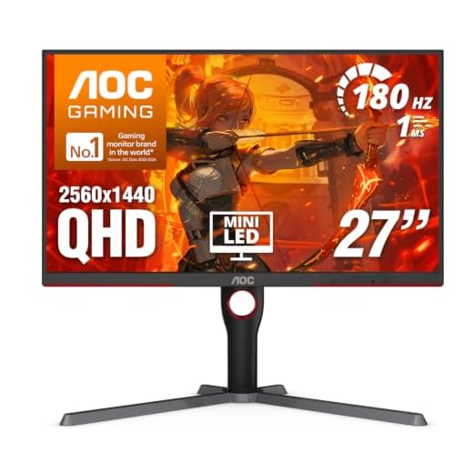 AOC Q27G3XMN 27" Mini LED Gaming Monitor, 2K QHD 2560x1440, 180Hz 1ms, 2X HDMI 2.0, 1x Display Port, Height Adjustable, Xbox/PS5/Switch Ready, 3-Year Zero-Bright-dot