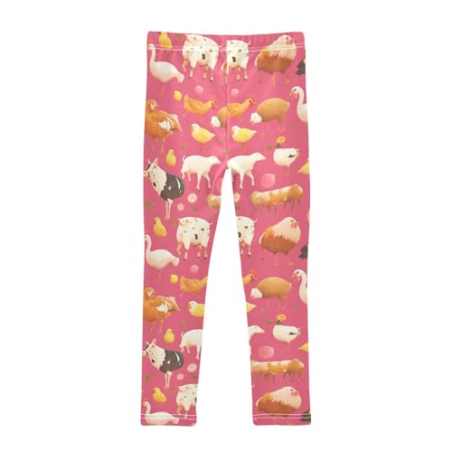 KLL Farm Animals Pattern Watercolor Toddler Girls' Cotton Leggings Casual High Waisted Pants Gym2