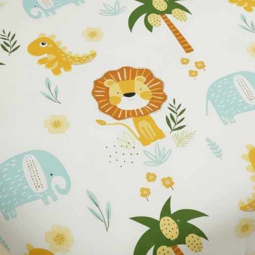 Image of Filymore Cute Lion Double Bed Sheet for Queen Size Bed with 2 Pillow Covers for Kids Bedroom 240 TC Made with Pure Microfiber, Color Blue and Yellow (90x90 inches)