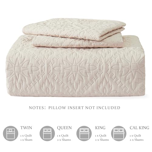 Exclusivo Mezcla California King Quilt Bedding Set, Lightweight Soft Bedspreads Coverlets with 2 Pillow Shams, Modern Brich Beige Oversized Quilts King Size for All Seasons by Exclusivo Mezcla - Used condition - Image 6