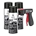 Produktbild AUPROTEC Pistolengriff + Normfest Lackspray Autolack Schwarz Matt Kroma Sprühlack Farb Spray 3x 400ml