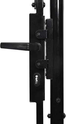 Miniatura 4 de Puerta de doble puerta para jardín al aire libre con parte superior de pincho, acero recubierto de polvo resistente, valla de doble puerta de 9.8 x