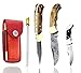 Pocket Knife Olive Wood 6.5'' Damascus Steel Knife Brass Bloster Back Lock Folding Knife + Sharpening Rod Pocket Knives 100% Prime Quality+ Buffalo Horn Small Pocket Knife + Damascus Knife