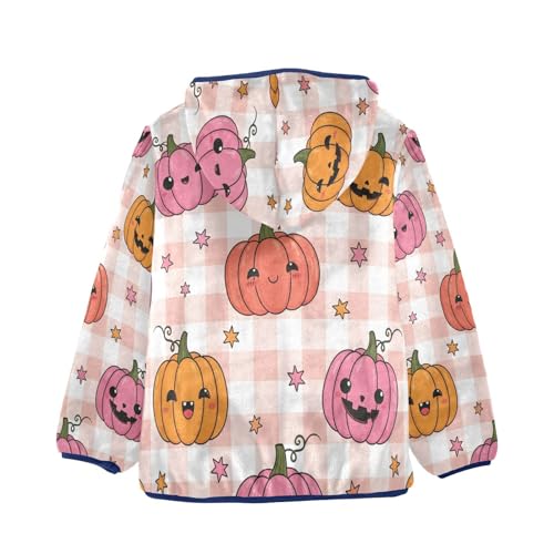 Pumpkin Pattern with Stars Toddler Fleece Jacket Girl Boys Hooded Fleece Jacket Coat Warm Outwear Zip-up 3-10T2