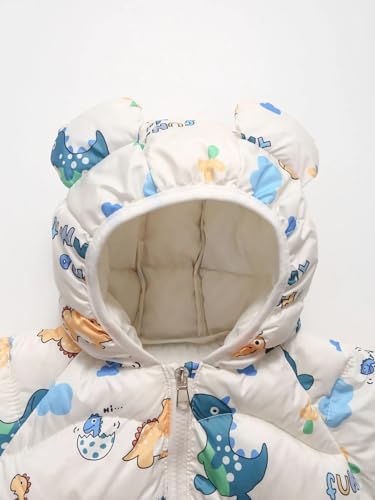 Image of Bold N Elegant Kid's Standard Length Polyester Winter Dinosaur Bomber Jacket Hoodie Puffer Quilted Jacket Coat for Baby Boys and Girls
