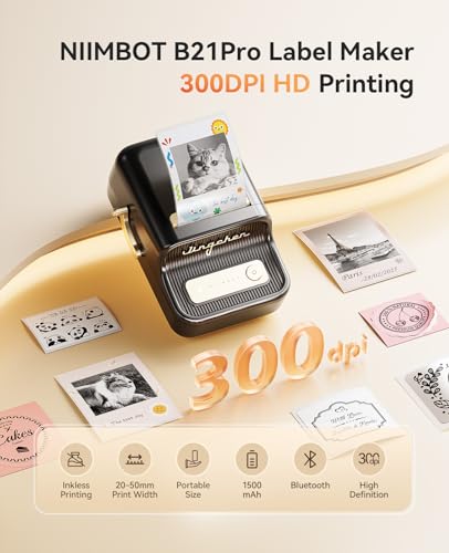 Image of NIIMBOT B21 Pro Label Maker, 300DPI HD Label Printer, Ideal for Notes,Photos, Study Graphics, Memo Maker,50x30mm Label(Black)