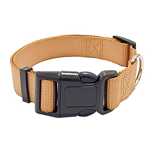AiTodos® Collare Cani - Marrone, Nylon, Regolabile, Traspirante, Resistente ai Morsi, Collare per Cani Circonferenza del collo Consigliata: 35-54 cm, Larghezza: 2,5 cm