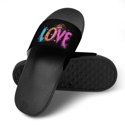 Love Basketball Gift Non Slip Slides Sandals for Women Men Quick Drying Shower Shoes for Bathroom Pool Beach4
