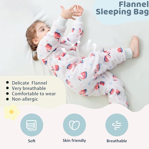 Image of MICHLEY Flannel Sleeping Sack,Baby Sleeping Bag Wearable Blankets 9M-6Y