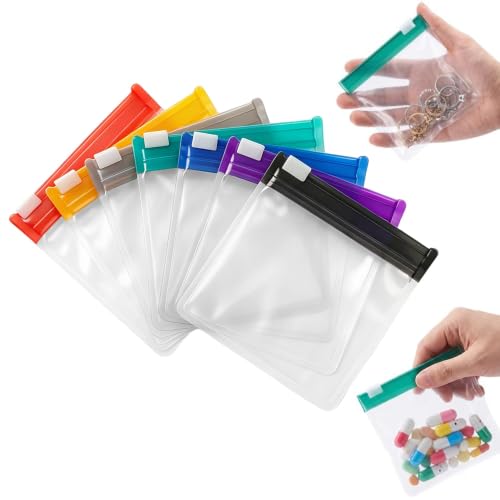 Self-Sealing Zipper Medicine Bags 2026 New Reusable Pill Pouch Bags Travel Plastic Bags with Slide Lock for Storage Water-Resistant Pill Pouch Set for Medicine Vitamins Small Items Daily Use (7pcs)