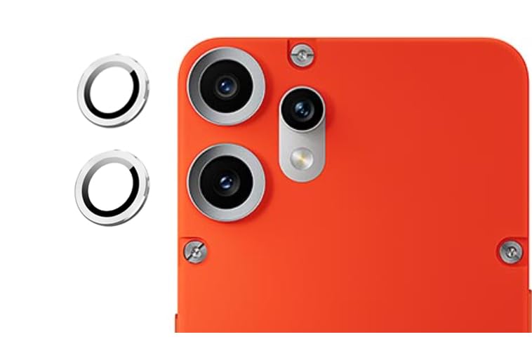 Image of imluckies Camera Ring Lens Protector (Aluminum with Tempered Glass) Compatible for CMF Phone 2 Pro - Silver (Pack of 2 rings)