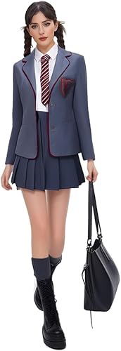 Adult Cosplay Costume Women Uniform School Shirt Skirt Necktie Halloween Carnival Party Suit